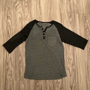 Baseball style mid length sleeve t-shirt